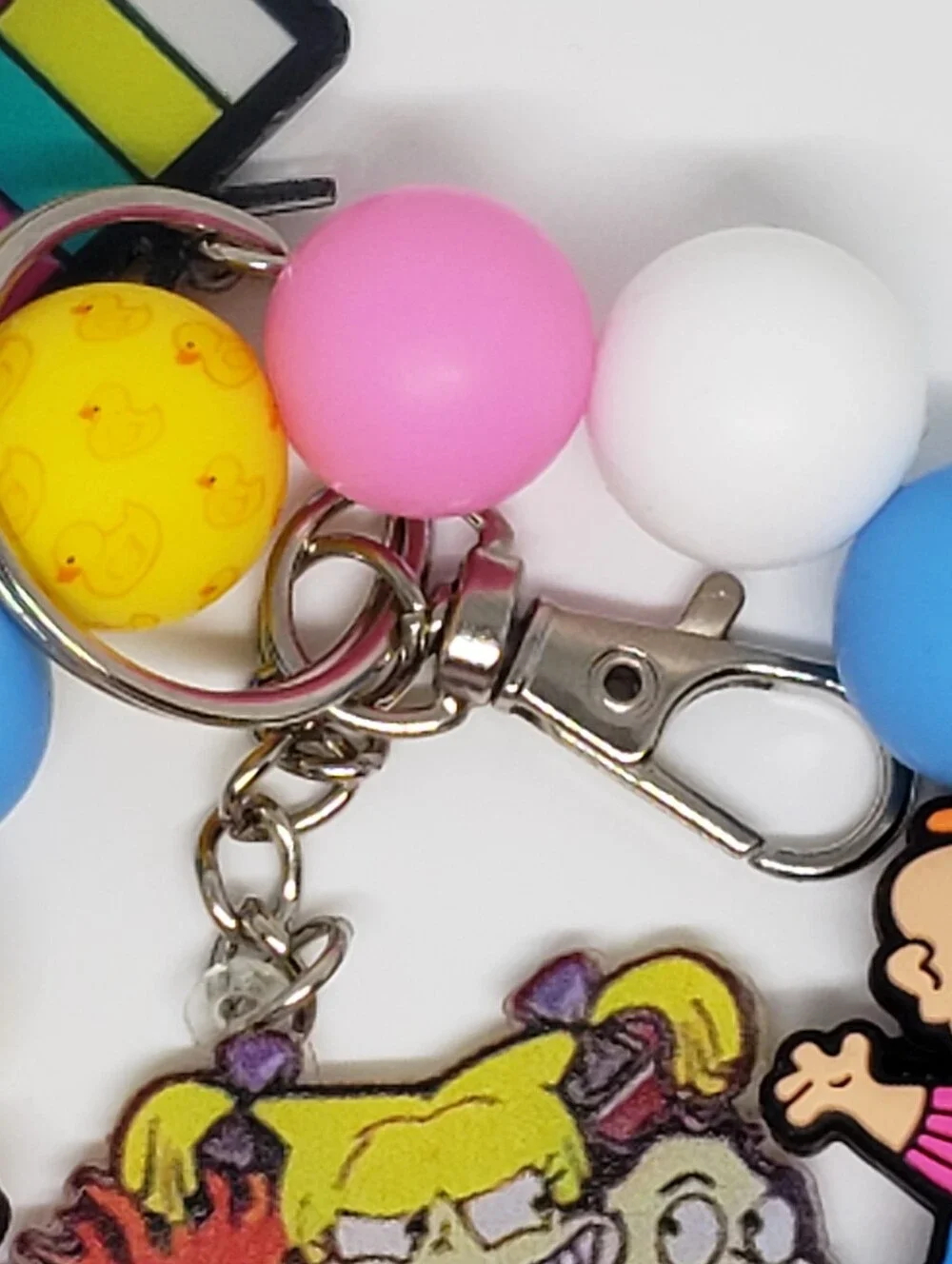 Handmade Rugrats Phil Lil Silicone Beaded Keychain Wristlet